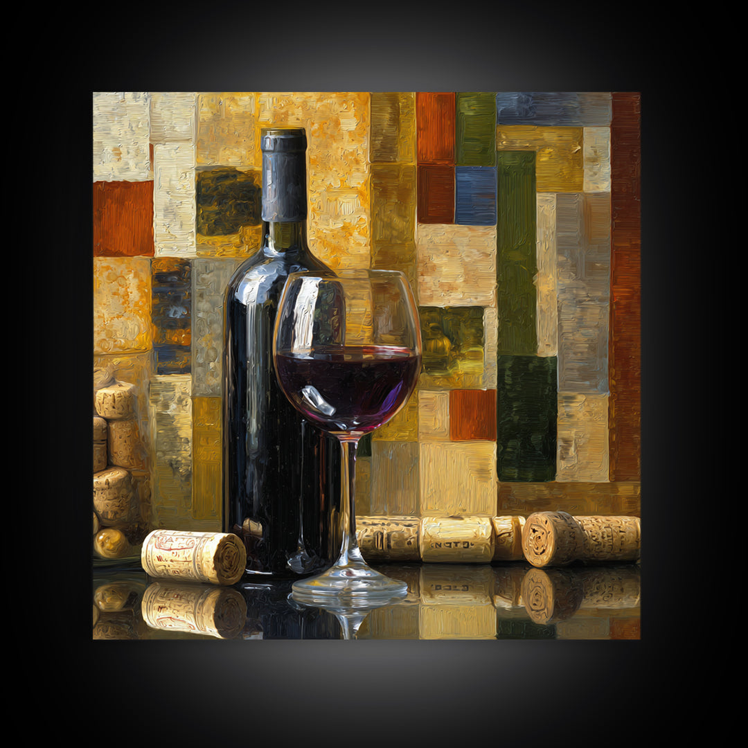 Corks Arranged as Geometric Pattern Canvas Print, Winery Art, Retro Wall Art, Winery Decor, Abstract Art, Vineyard, WIN-1x1-18