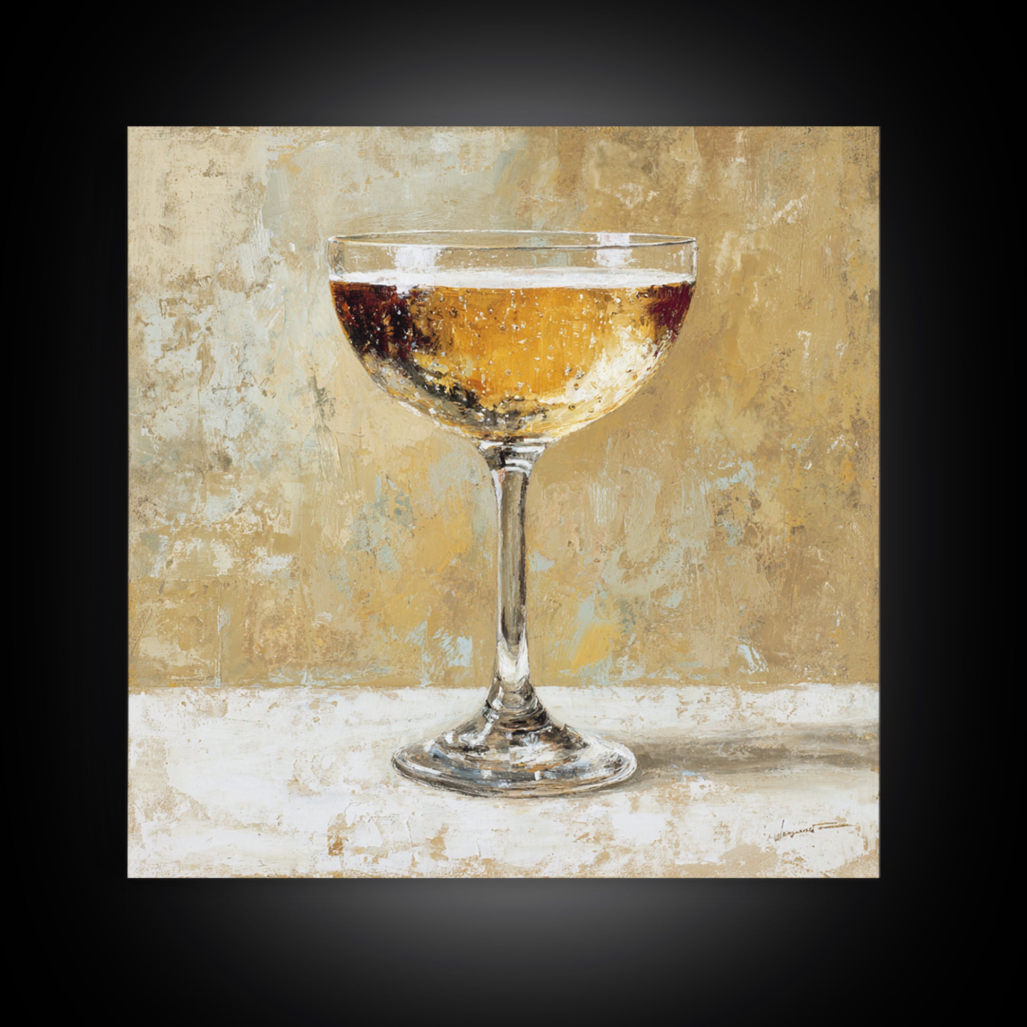 Champagne Coupe with Bubbles and Light Canvas Print, Winery Art, Kitchen Art, Winery Decor, Watercolor Art, Vineyard, WIN-1x1-19