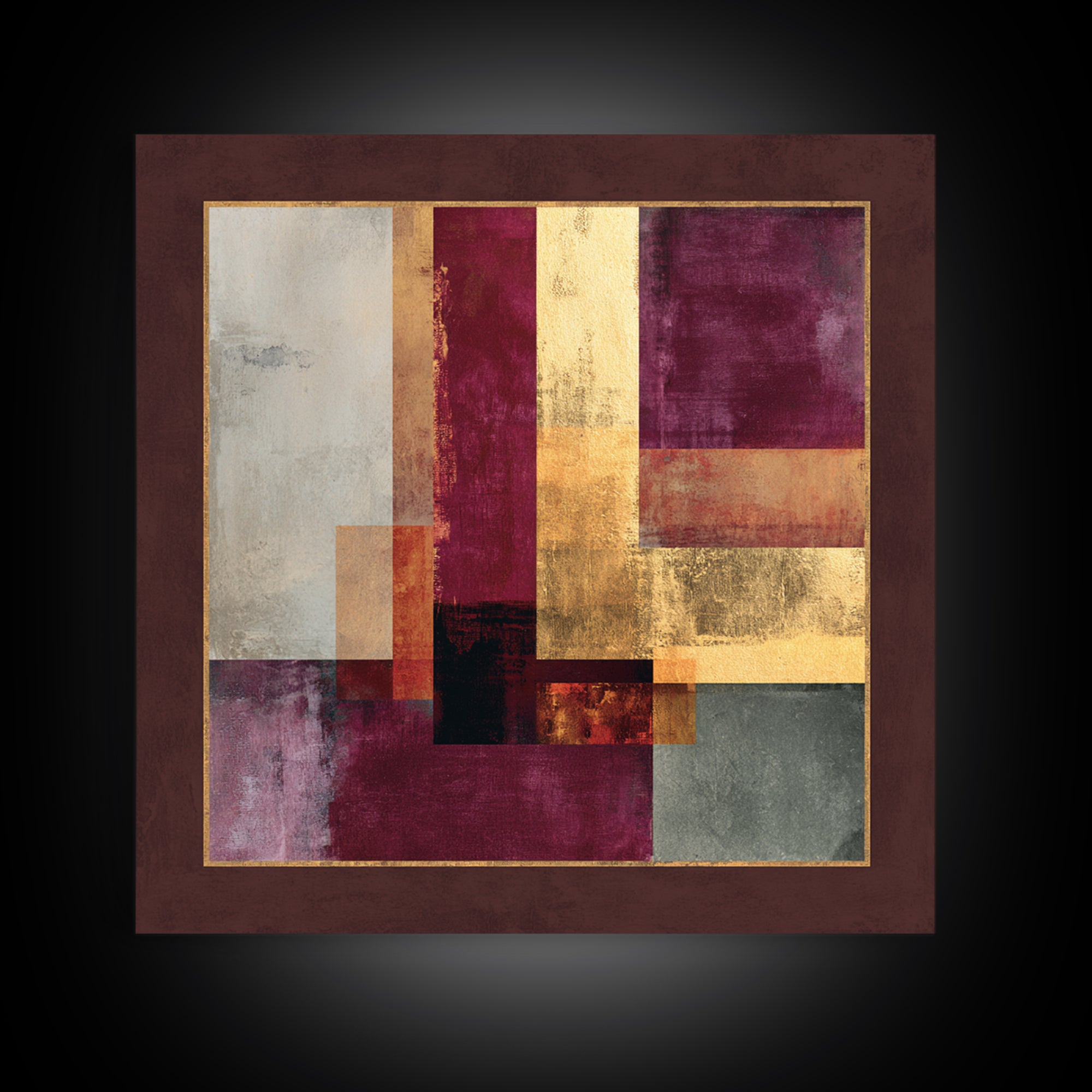 Burgundy Abstract with Gold Accents Canvas Print, Winery Art, Artwork, Winery Decor, Abstract Art, Vineyard, Bar Decor, WIN-1x1-23