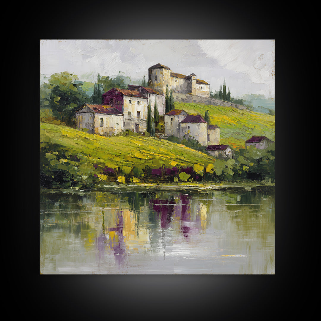French Vineyard Hills Framed Canvas Print, Winery Art, Gallery Decor, Winery Decor, Fine Art, Vineyard, Wall Art, Home Decor, WIN-1x1-32