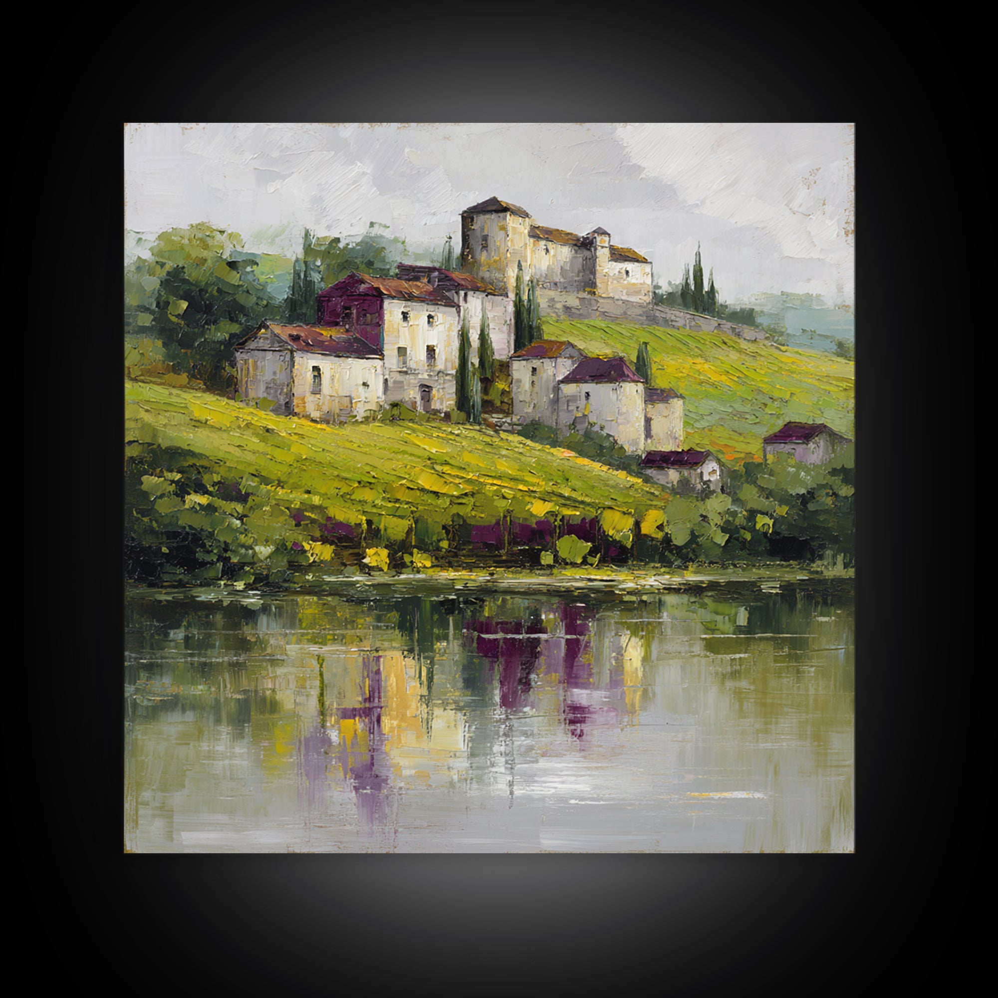 French Vineyard Hills Framed Canvas Print, Winery Art, Gallery Decor, Winery Decor, Fine Art, Vineyard, Wall Art, Home Decor, WIN-1x1-32
