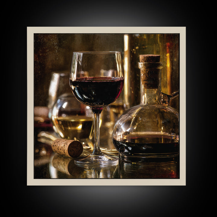 Black and Gold Wine Bottle Silhouette Framed Canvas Print, Winery Art, Room Decor, Winery Decor, Fine Art, Vineyard, WIN-1x1-40