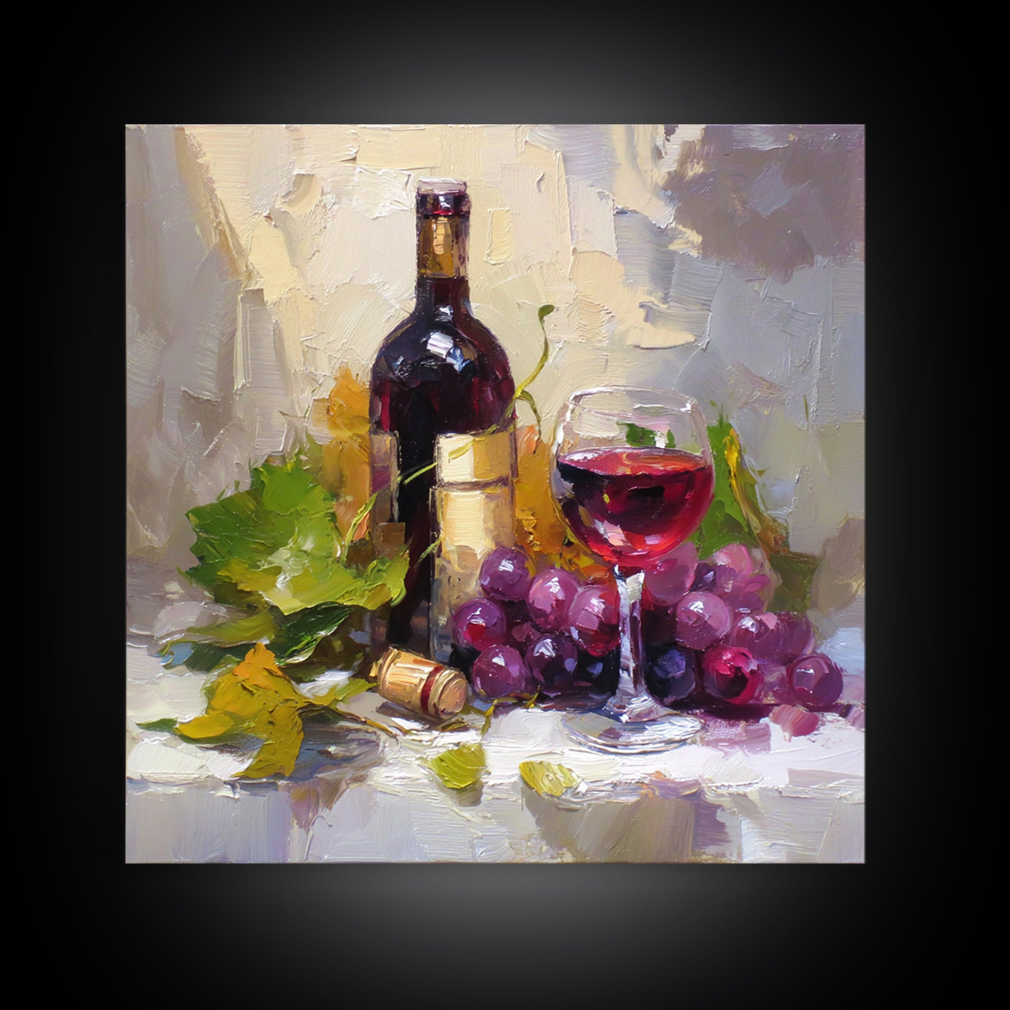 Burgundy Abstract with Gold Accents Framed Canvas Print, Winery Art, Living Room Decor, Winery Decor, Fine Art, Vineyard, WIN-1x1-47