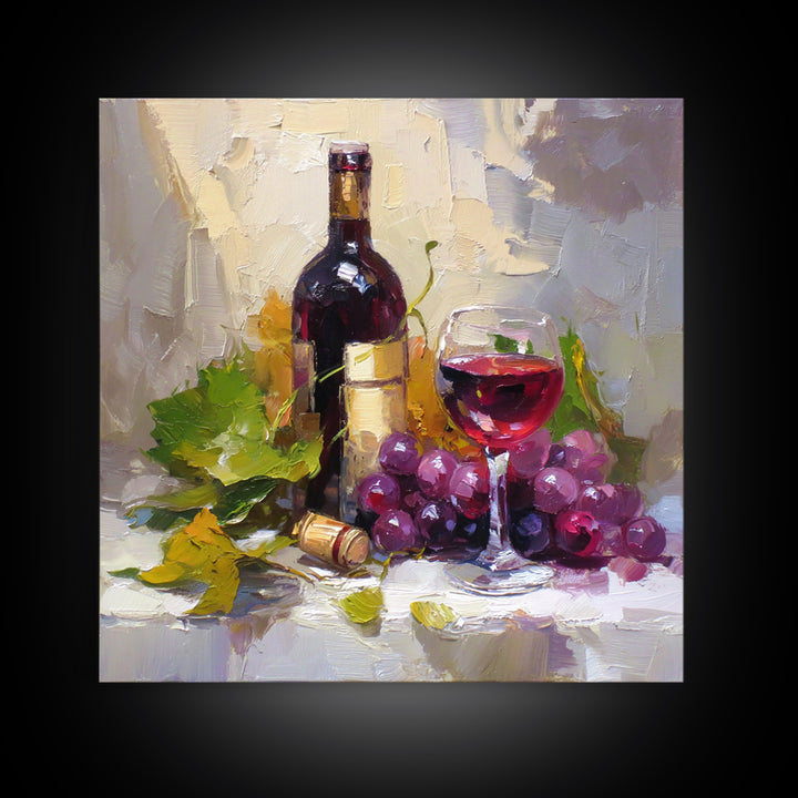Burgundy Abstract with Gold Accents Framed Canvas Print, Winery Art, Living Room Decor, Winery Decor, Fine Art, Vineyard, WIN-1x1-47