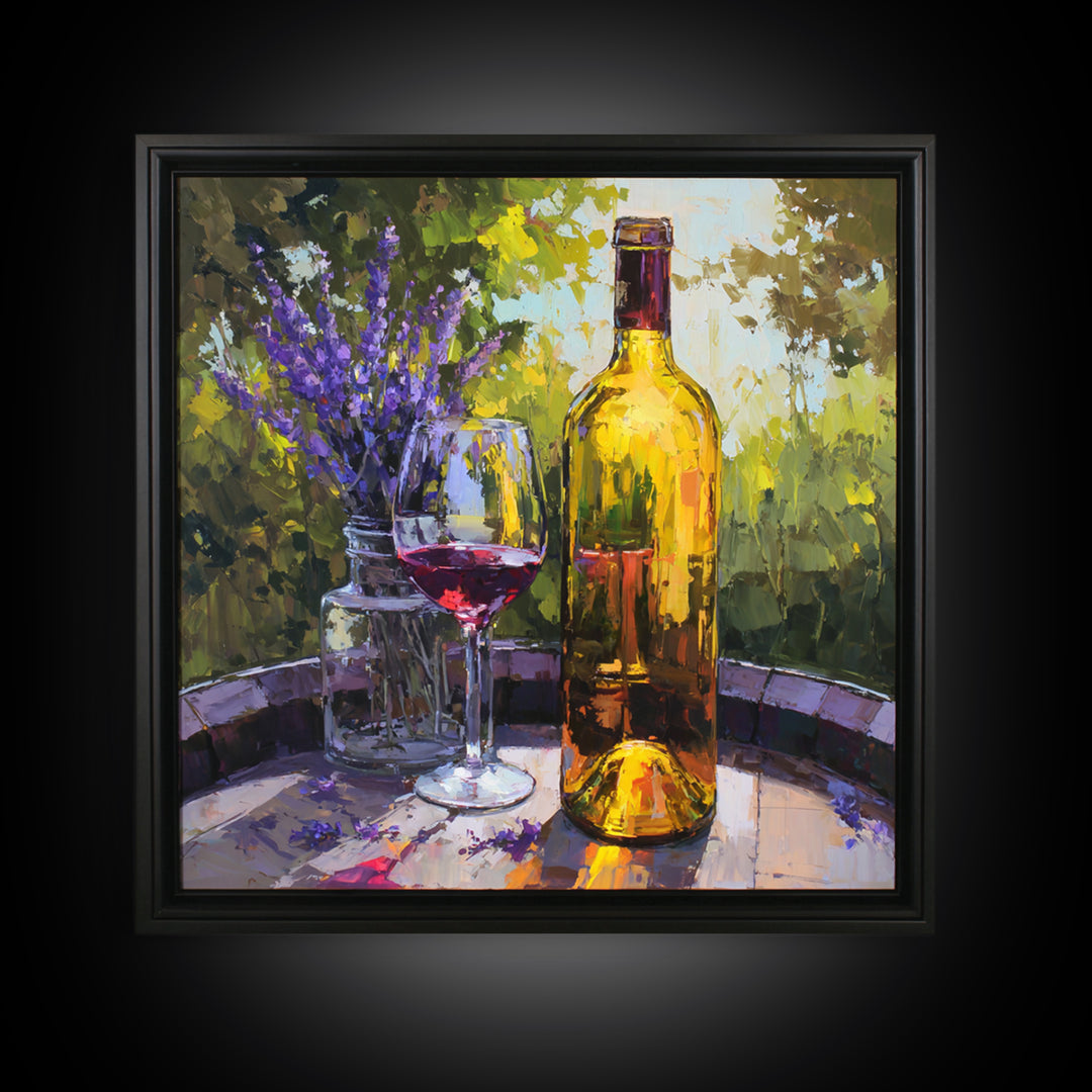 Wine Barrel with Lavender and Sunlight Canvas Print, Winery Art, Travel Poster, Winery Decor, Oil Painting, Vineyard, WIN-1x1-54
