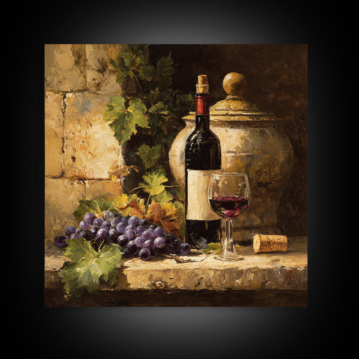 French Vineyard Hills Framed Canvas Print, Winery Art, Artwork, Winery Decor, Fine Art, Vineyard, Bar Decor, Gallery Wall Art, WIN-1x1-56