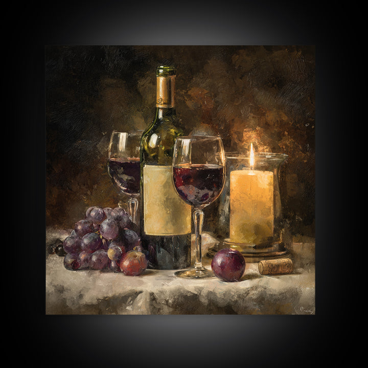Wine Tasting Flight Rendered as Elegant Still Framed Canvas Print, Winery Art, Cocktail Wall Art, Winery Decor, Watercolor Art, WIN-1x1-58