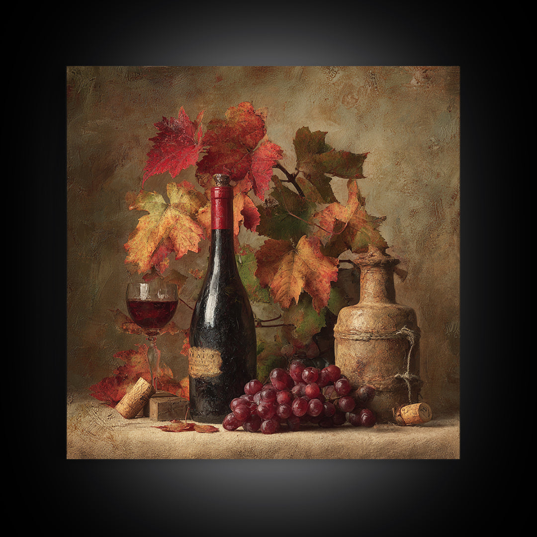 Vine Leaves Turning Autumn Red and Gold Canvas Print, Winery Art, Gallery Decor, Winery Decor, Fine Art, Vineyard, Wall Art, WIN-1x1-59