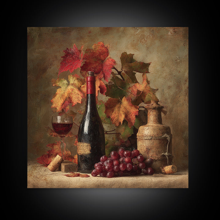 Vine Leaves Turning Autumn Red and Gold Canvas Print, Winery Art, Gallery Decor, Winery Decor, Fine Art, Vineyard, Wall Art, WIN-1x1-59