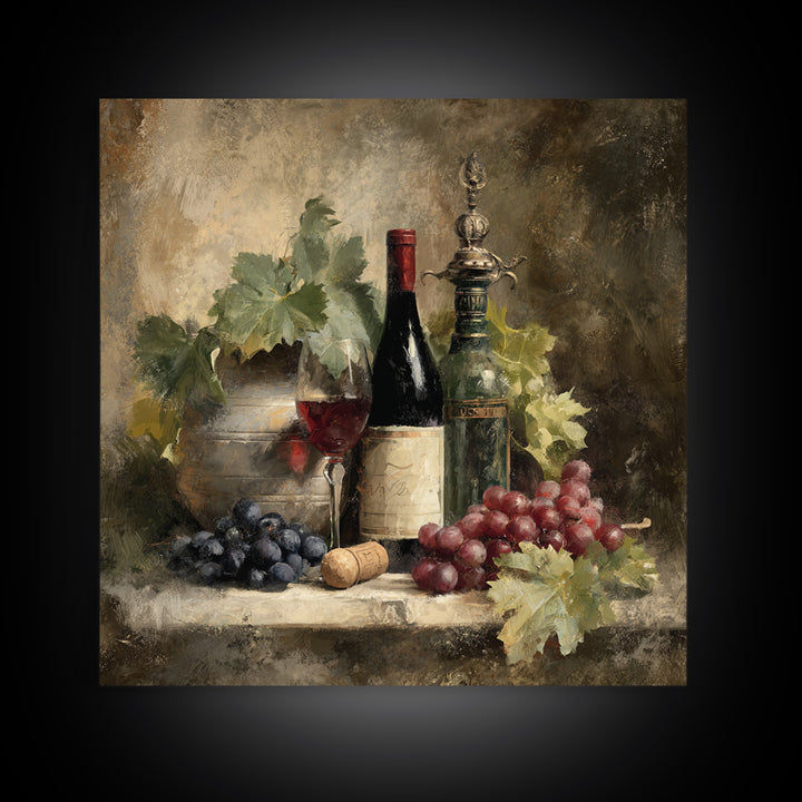 Old Cellar Key and Wine Label Shapes Canvas Print, Winery Art, Retro Wall Art, Winery Decor, Abstract Art, Vineyard, WIN-1x1-60