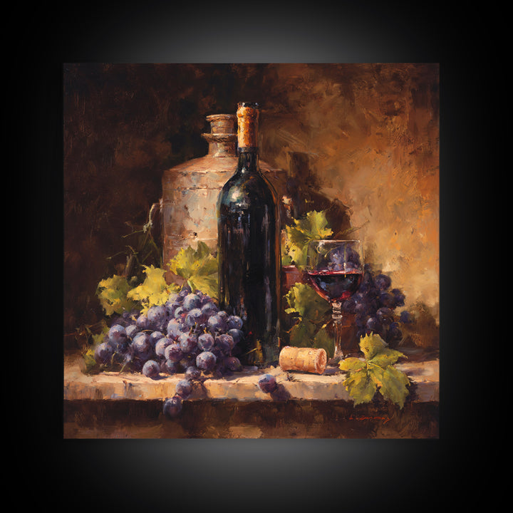 Tuscan Vineyard at Golden Hour Canvas Print, Winery Art, Statement Artwork, Winery Decor, Fine Art, Vineyard, Painting, WIN-1x1-75