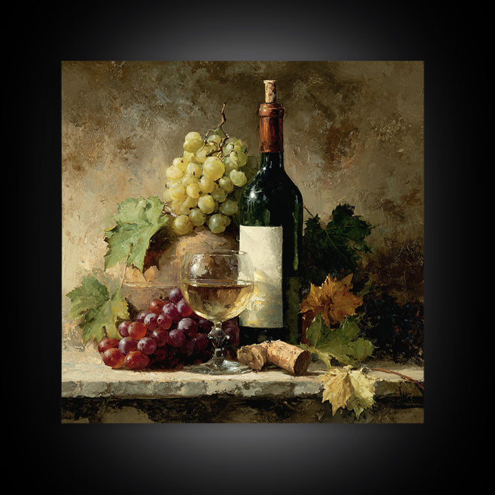 Wine Tasting Flight Rendered as Elegant Still Canvas Print, Winery Art, Boho Decor, Winery Decor, Oil Painting, Vineyard, WIN-1x1-82