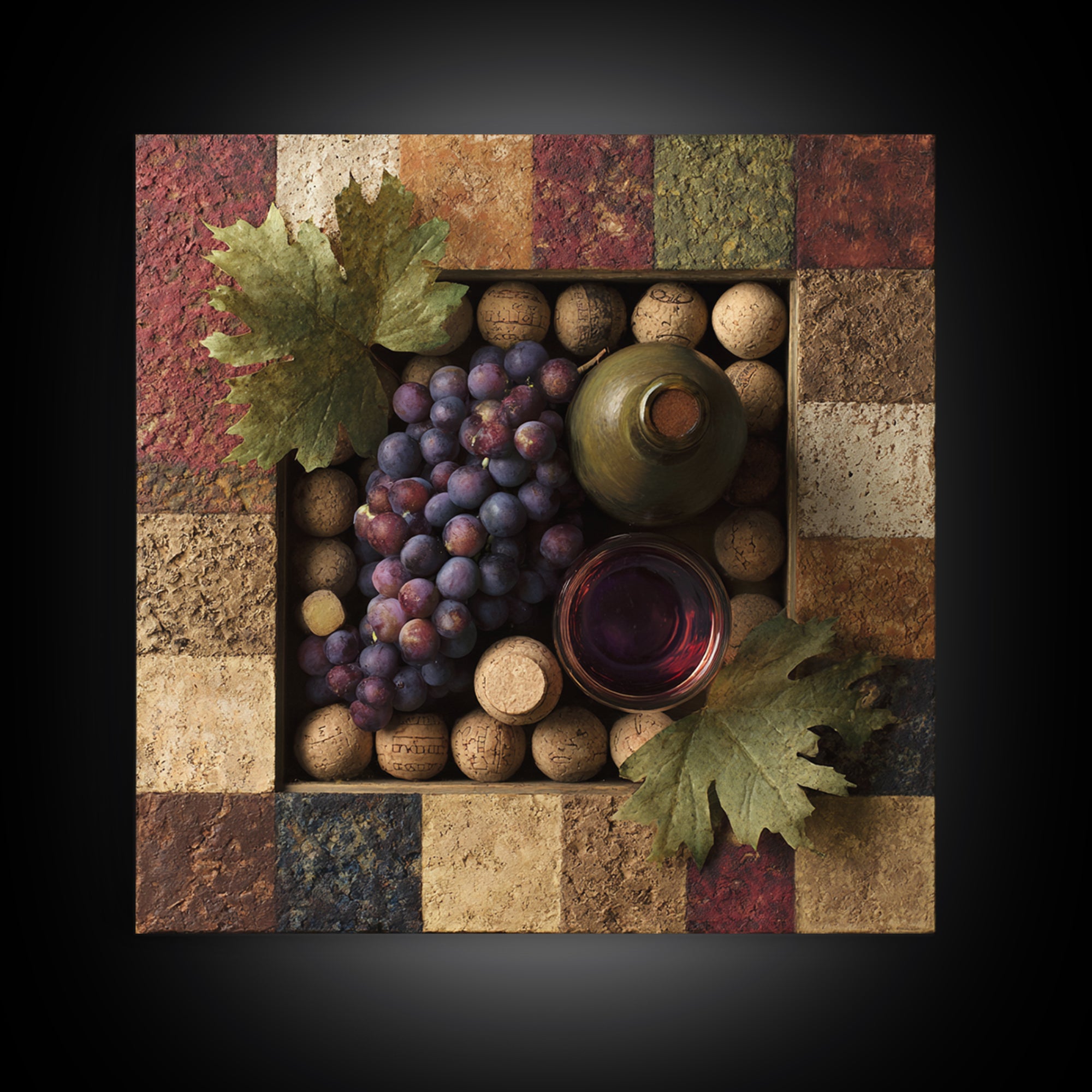 Corks Arranged as Geometric Pattern Canvas Print, Winery Art, Neutral Decor, Winery Decor, Fine Art, Vineyard, Home Decor, WIN-1x1-90