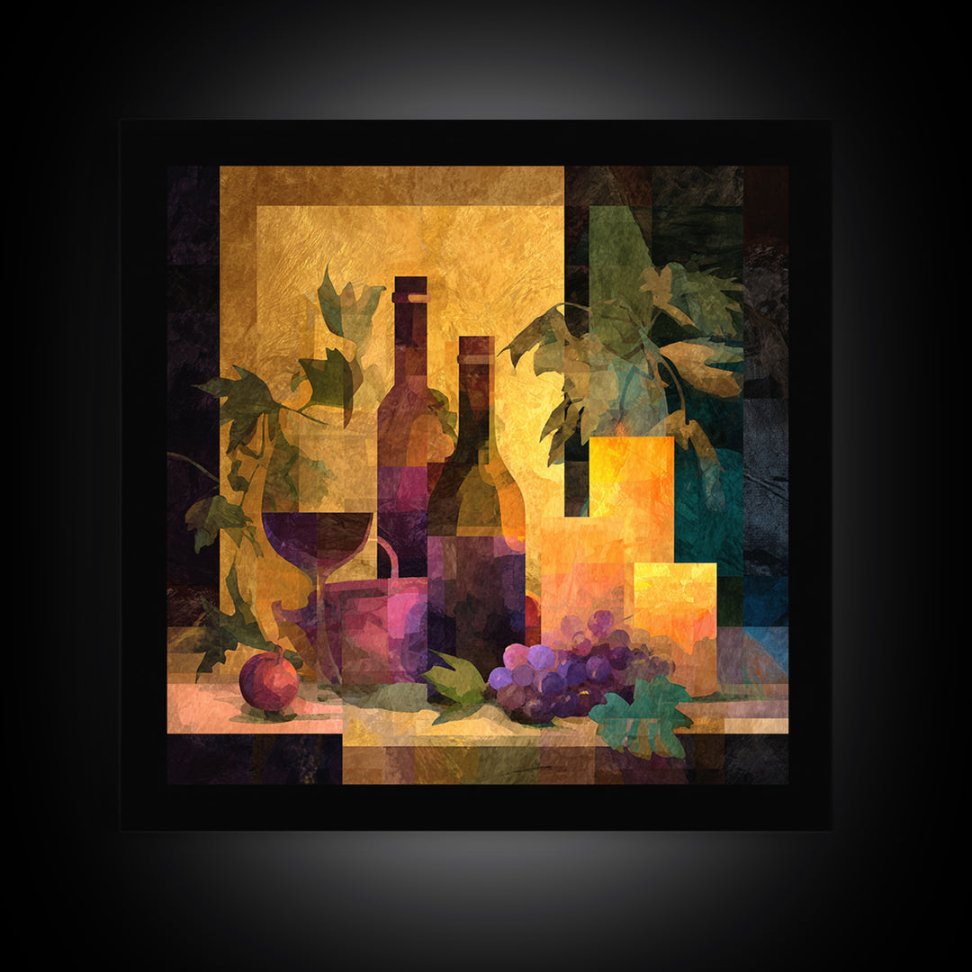 Burgundy Abstract with Gold Accents Canvas Print, Winery Art, Fine Art Print, Winery Decor, Abstract Art, Vineyard, Wall Decor, WIN-1x1-95