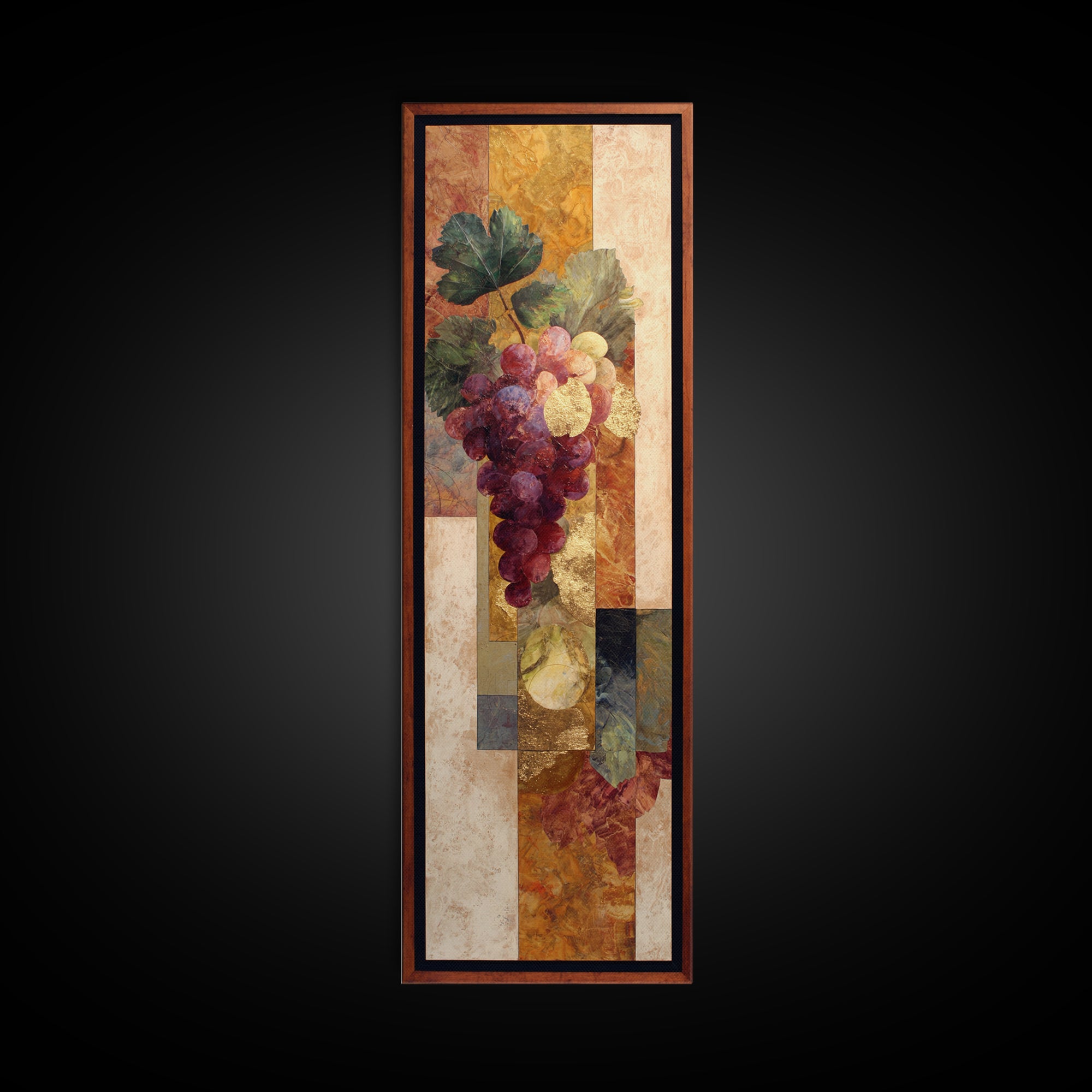 Burgundy Abstract with Gold Accents Canvas Print, Winery Art, Living Room Decor, Winery Decor, Vineyard, Travel Poster, WIN-1x3-11