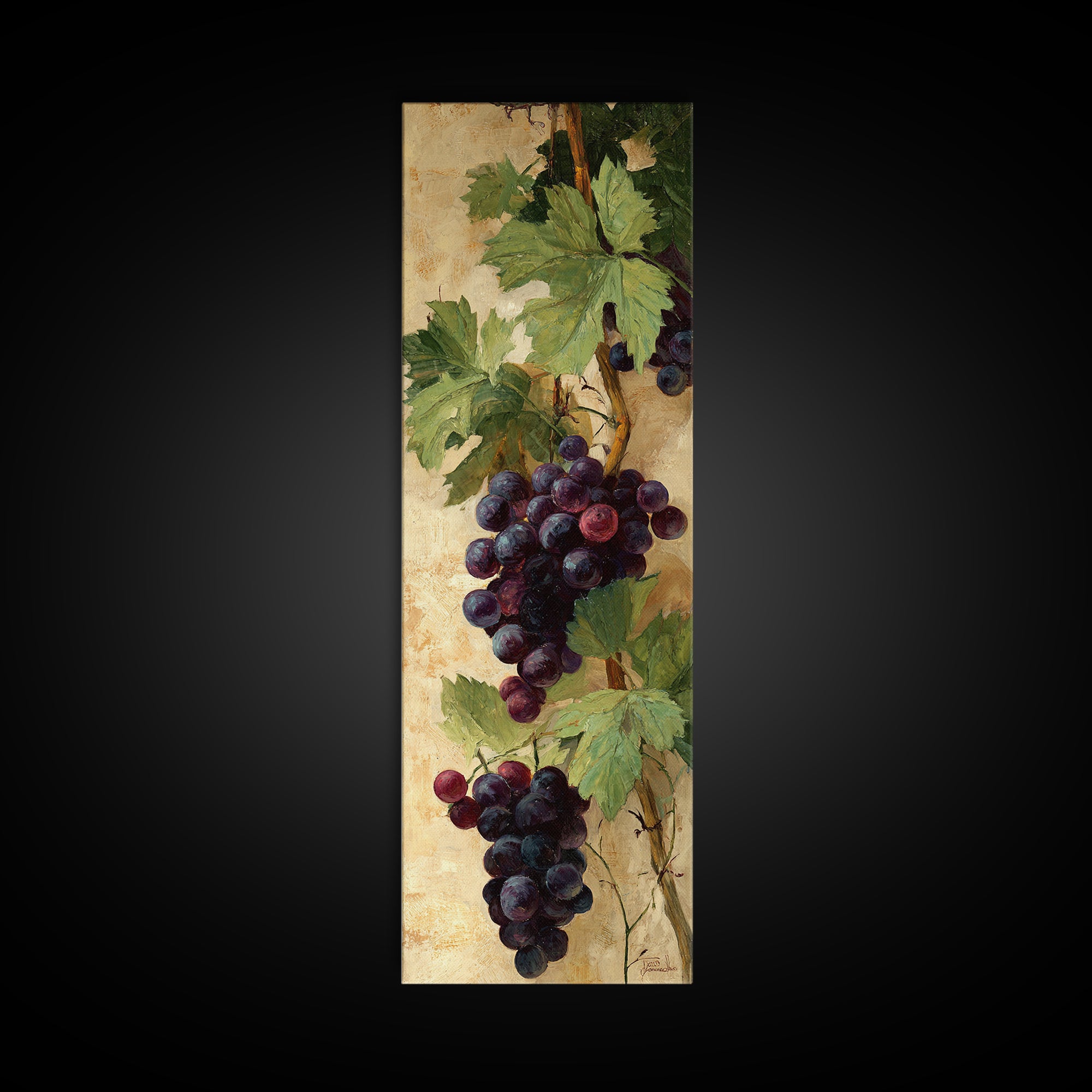 Tuscan Vineyard at Golden Hour Framed Canvas Print, Winery Art, Kitchen Decor, Winery Decor, Abstract Art, Vineyard, WIN-1x3-15