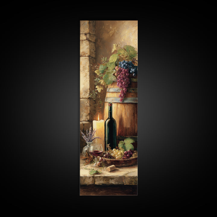 Wine Barrel with Lavender and Sunlight Canvas Print, Winery Art, Neutral Decor, Winery Decor, Fine Art, Vineyard, Home Decor, WIN-1x3-18