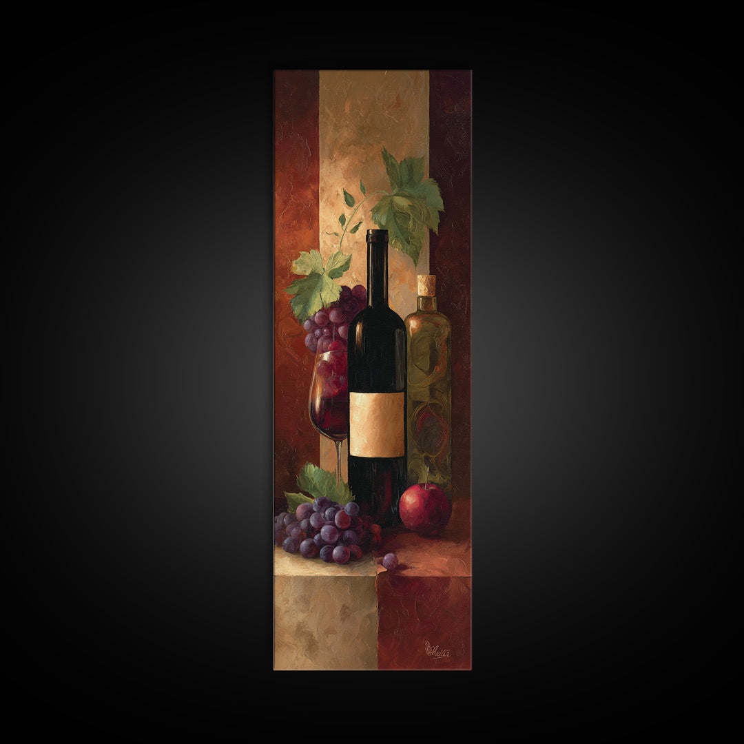 Red Wine Swirl Abstract Framed Canvas Print, Winery Art, Kitchen Wall Art, Winery Decor, Fine Art, Vineyard, Matisse Print, WIN-1x3-19