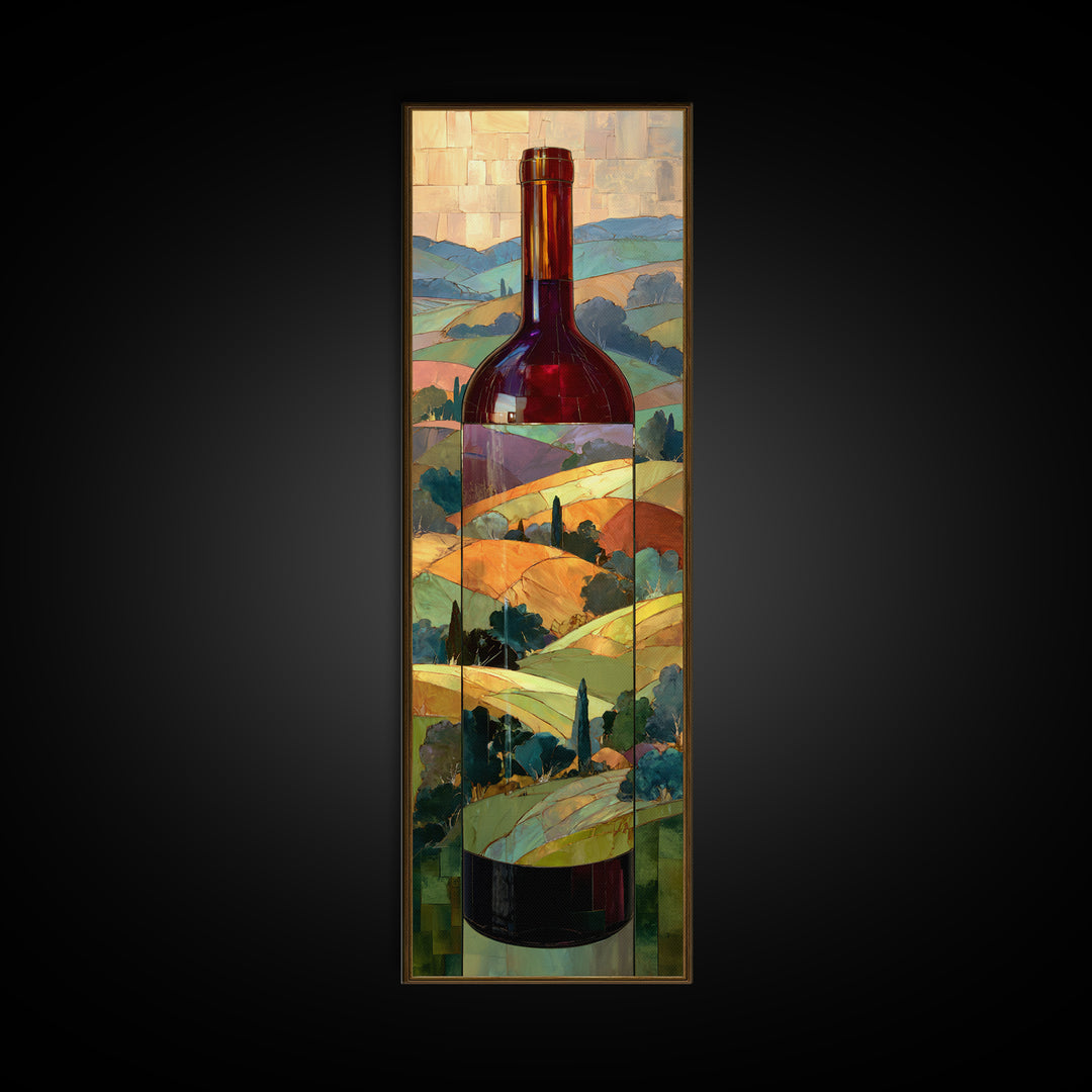 French Vineyard Hills Framed Canvas Print, Winery Art, Art, Winery Decor, Fine Art, Vineyard, Farmhouse Decor, Kitchen Art, WIN-1x3-20