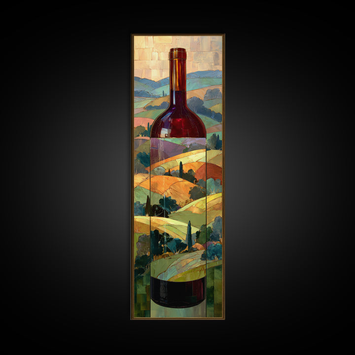 French Vineyard Hills Framed Canvas Print, Winery Art, Art, Winery Decor, Fine Art, Vineyard, Farmhouse Decor, Kitchen Art, WIN-1x3-20