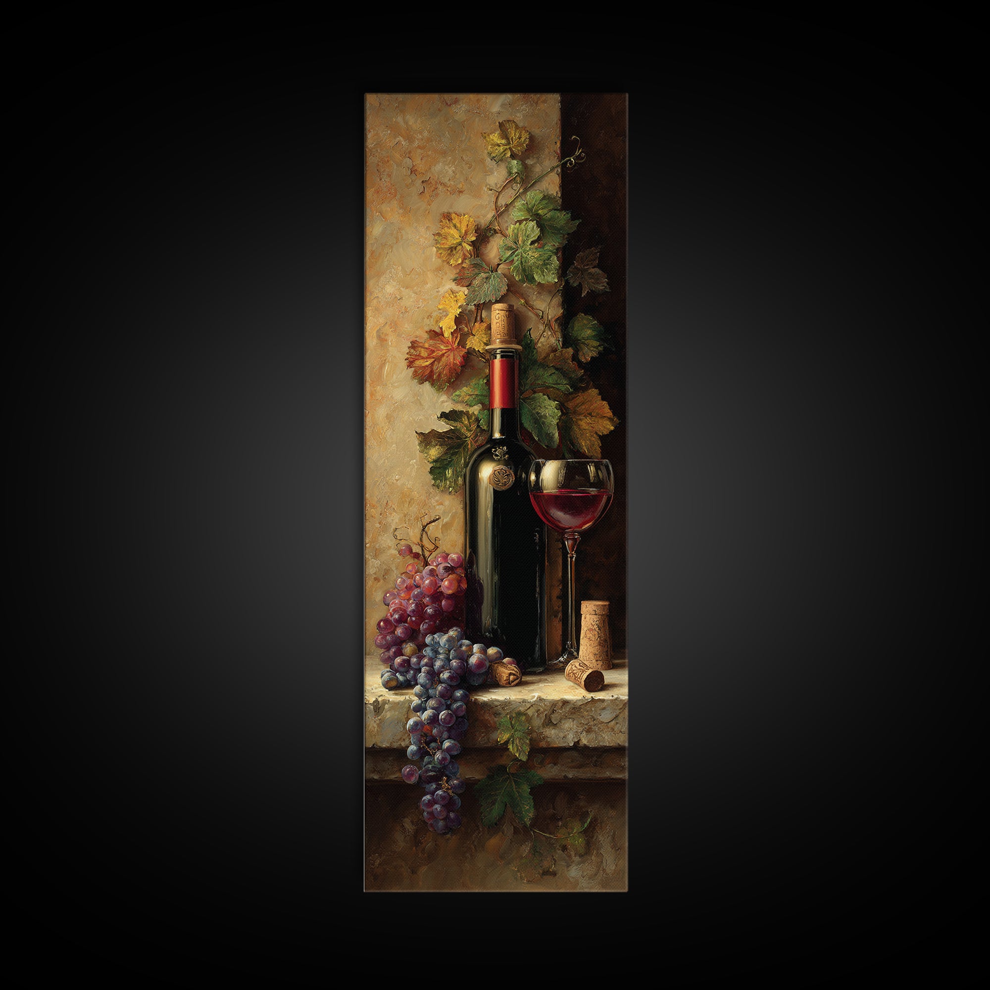 Wine Tasting Flight Rendered as Elegant Still Canvas Print, Winery Art, Bar Art, Winery Decor, Fine Art, Vineyard, WIN-1x3-22