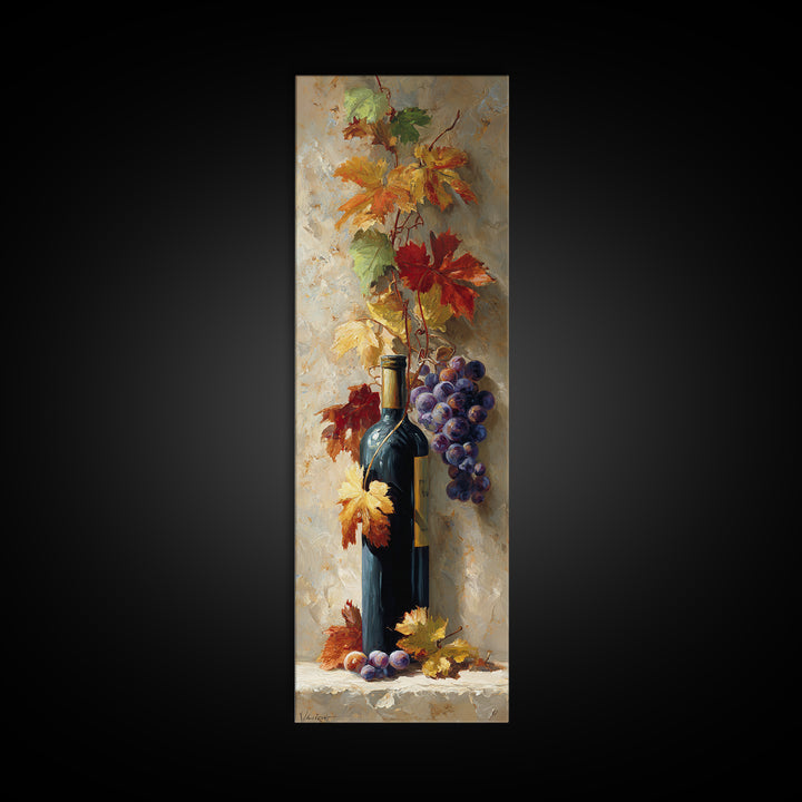 Vine Leaves Turning Autumn Red and Gold Canvas Print, Winery Art, Framed Art, Winery Decor, Fine Art, Vineyard, Landscape Art, WIN-1x3-23