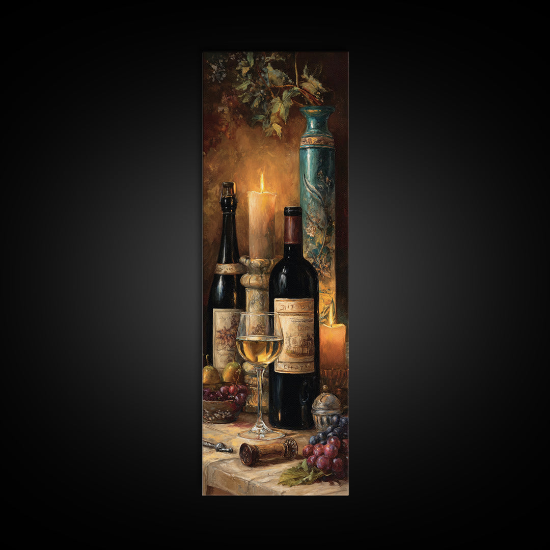 Old Cellar Key and Wine Label Shapes Framed Canvas Print, Winery Art, Wall Decor, Winery Decor, Fine Art, Vineyard, Kitchen Art, WIN-1x3-24
