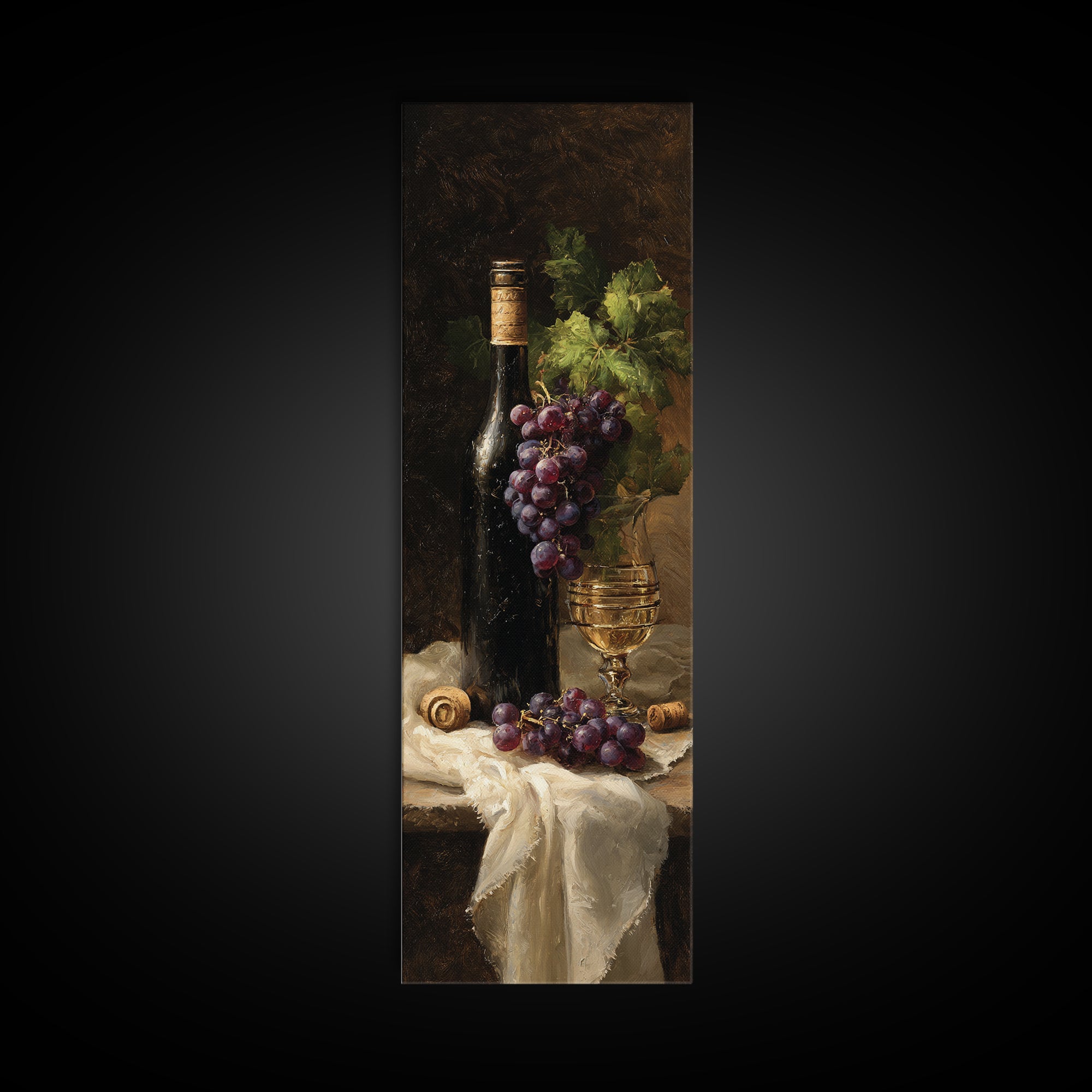 Champagne Grapes and White Linen Still Life Canvas Print, Winery Art, Matisse Print, Winery Decor, Abstract Art, Vineyard, WIN-1x3-41