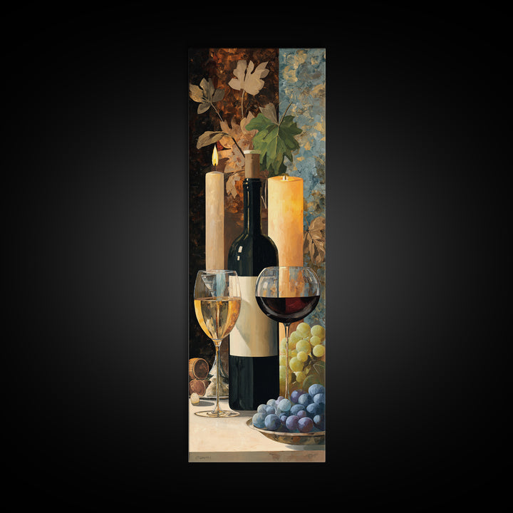 Wine Tasting Flight Rendered as Elegant Still Framed Canvas Print, Winery Art, Modern Decor, Winery Decor, Fine Art, Vineyard, WIN-1x3-46