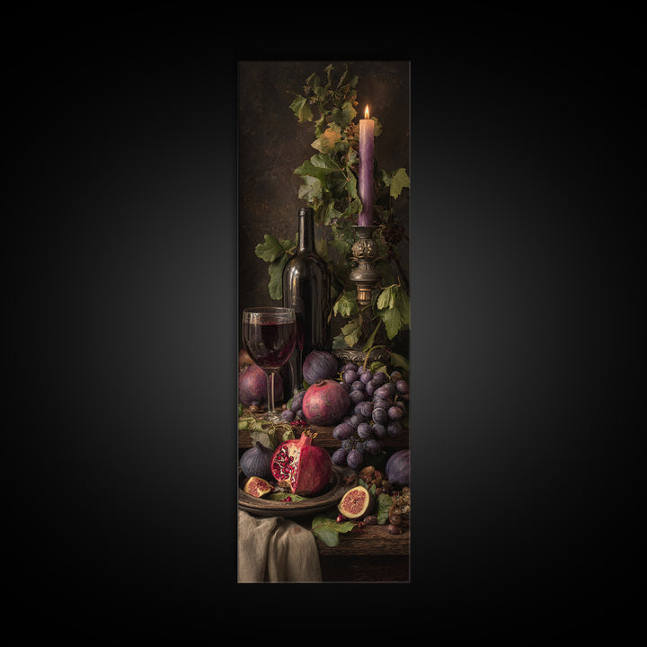 Pomegranate Figs and Red Wine Composition Canvas Print, Winery Art, Fine Art Print, Winery Decor, Fine Art, Vineyard, WIN-1x3-5