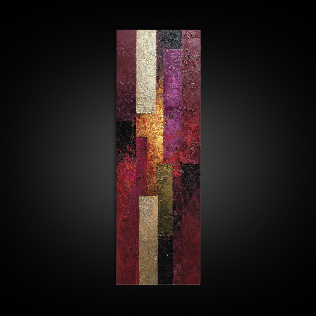 Burgundy Abstract with Gold Accents Canvas Print, Winery Art, Preppy Wall Art, Winery Decor, Vineyard, Statement Artwork, WIN-1x3-59