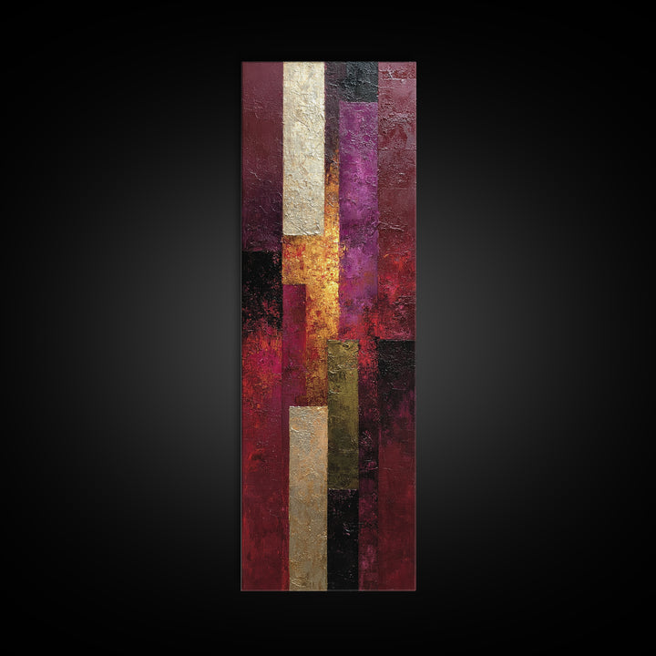 Burgundy Abstract with Gold Accents Canvas Print, Winery Art, Preppy Wall Art, Winery Decor, Vineyard, Statement Artwork, WIN-1x3-59