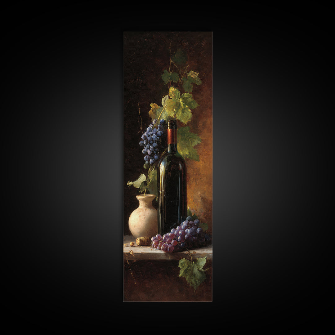 Tuscan Vineyard at Golden Hour Canvas Print, Winery Art, Travel Poster, Winery Decor, Oil Painting, Vineyard, Minimalist Decor, WIN-1x3-63