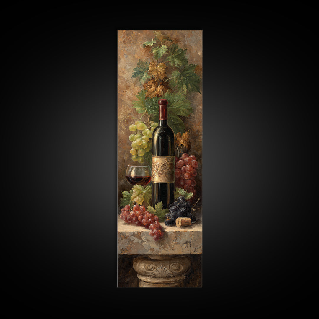Wine Tasting Flight Rendered as Elegant Still Framed Canvas Print, Winery Art, Modern Decor, Winery Decor, Fine Art, Vineyard, WIN-1x3-70