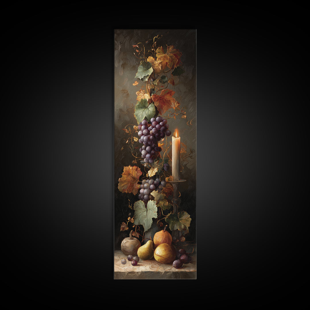 Vine Leaves Turning Autumn Red and Gold Framed Canvas Print, Winery Art, Gallery Decor, Winery Decor, Fine Art, Vineyard, WIN-1x3-71
