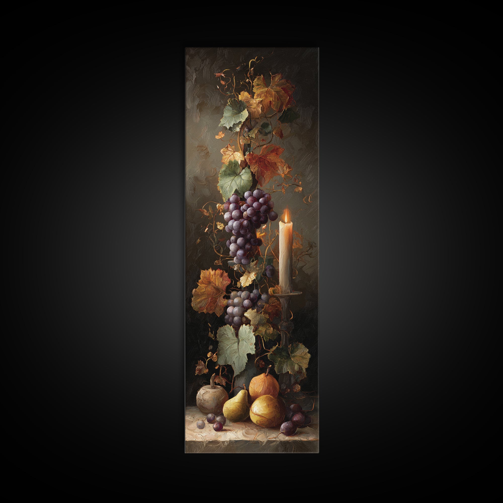 Vine Leaves Turning Autumn Red and Gold Framed Canvas Print, Winery Art, Gallery Decor, Winery Decor, Fine Art, Vineyard, WIN-1x3-71