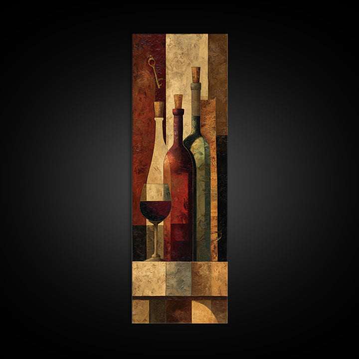 Old Cellar Key and Wine Label Shapes Canvas Print, Winery Art, Retro Wall Art, Winery Decor, Abstract Art, Vineyard, WIN-1x3-72