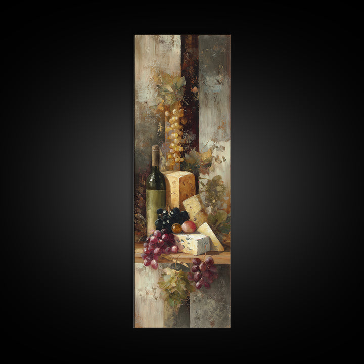 Charcuterie Board with Grapes and Cheese Canvas Print, Winery Art, Kitchen Wall Art, Winery Decor, Fine Art, Vineyard, WIN-1x3-73