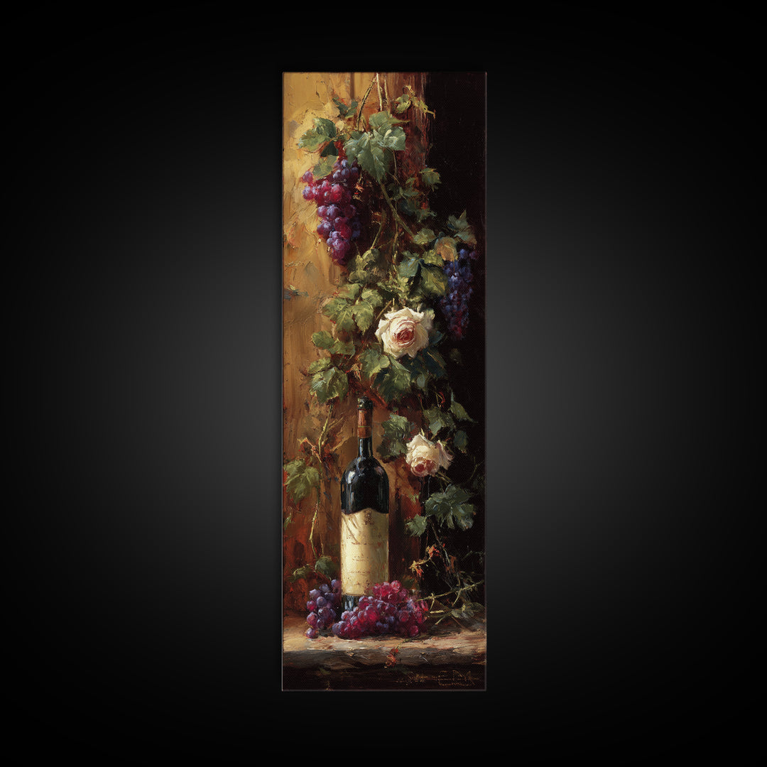 Vineyard Gate with Climbing Roses Framed Canvas Print, Winery Art, Neutral Decor, Winery Decor, Fine Art, Vineyard, Home Decor, WIN-1x3-75