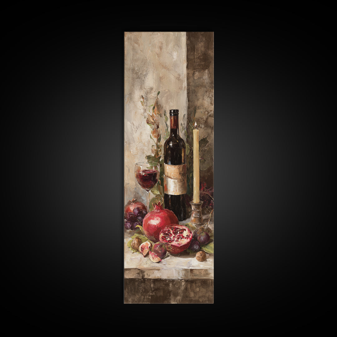 Pomegranate Figs and Red Wine Composition Canvas Print, Winery Art, Art, Winery Decor, Fine Art, Vineyard, Farmhouse Decor, WIN-1x3-77
