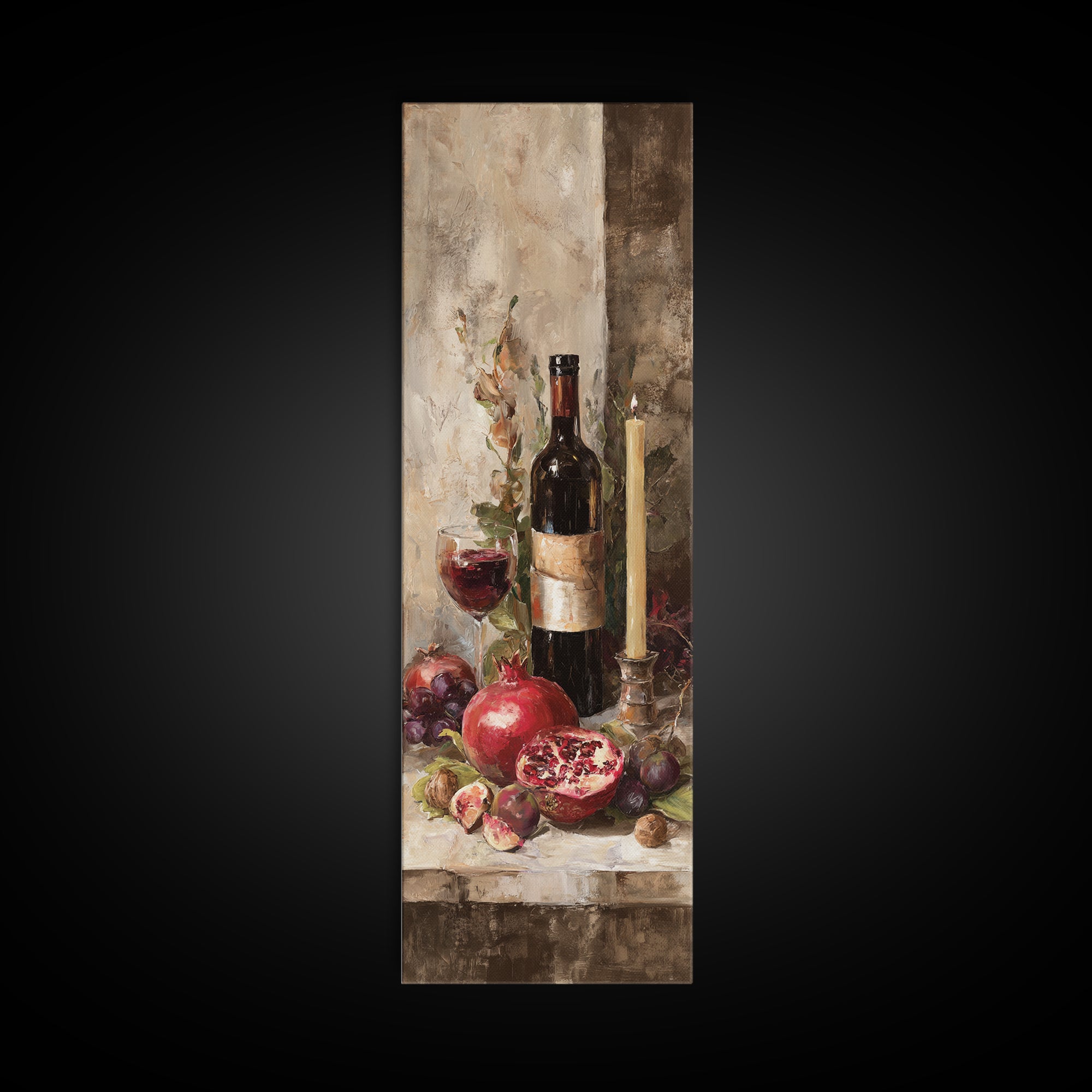 Pomegranate Figs and Red Wine Composition Canvas Print, Winery Art, Art, Winery Decor, Fine Art, Vineyard, Farmhouse Decor, WIN-1x3-77