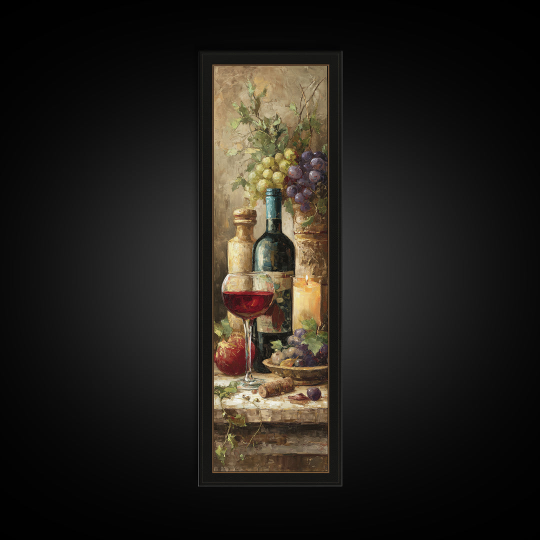 Italian Villa Vineyard Landscape Framed Canvas Print, Winery Art, Preppy Wall Art, Winery Decor, Oil Painting, Vineyard, WIN-1x3-80