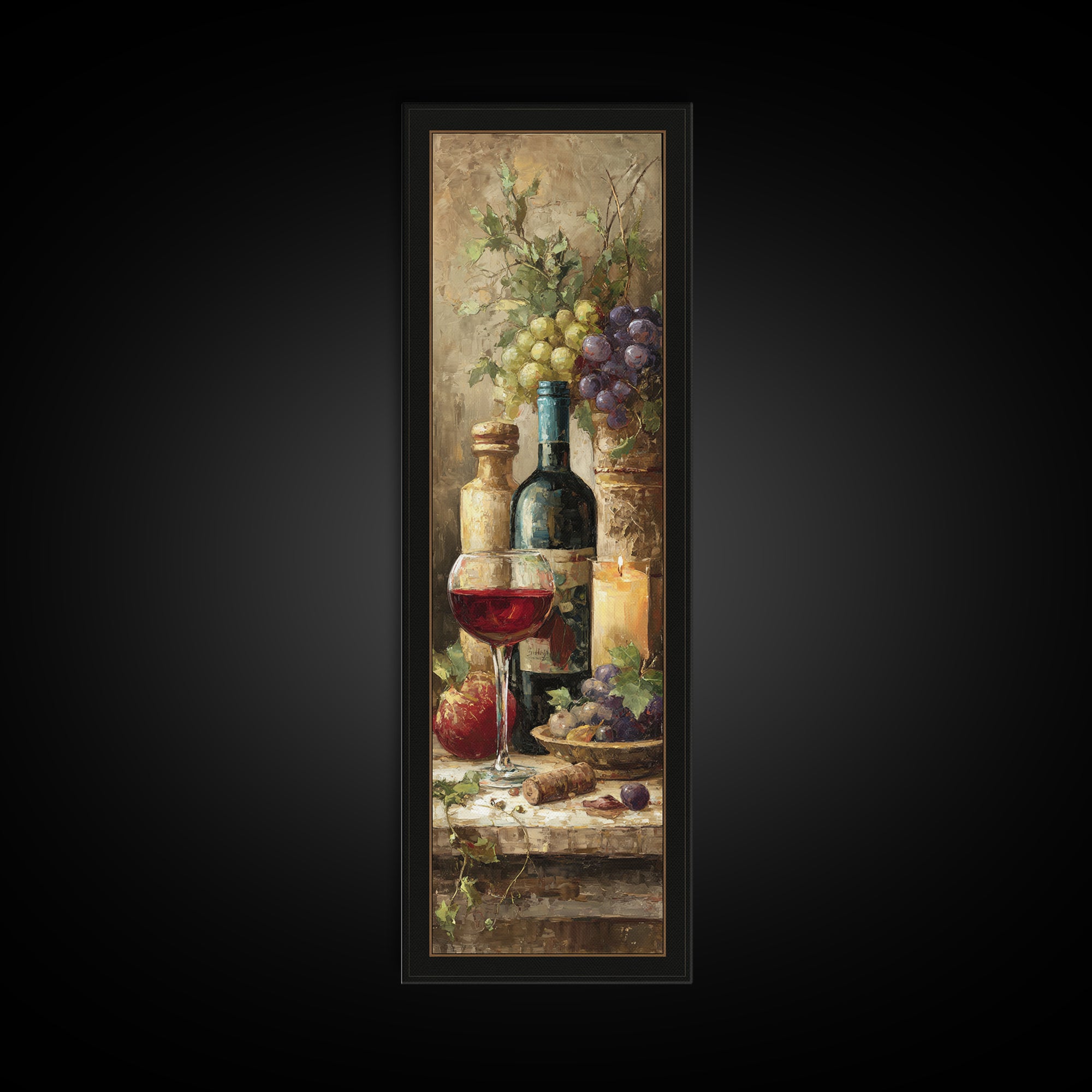 Italian Villa Vineyard Landscape Framed Canvas Print, Winery Art, Preppy Wall Art, Winery Decor, Oil Painting, Vineyard, WIN-1x3-80