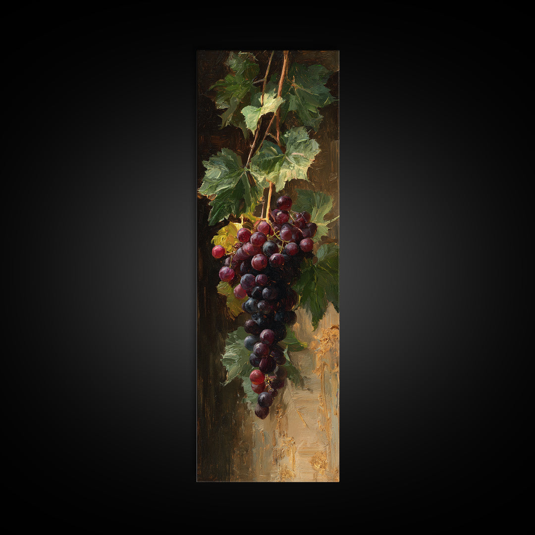 Single Grape Cluster Botanical Study Canvas Print, Winery Art, Retro Wall Art, Winery Decor, Fine Art, Vineyard, Modern Decor, WIN-1x3-81