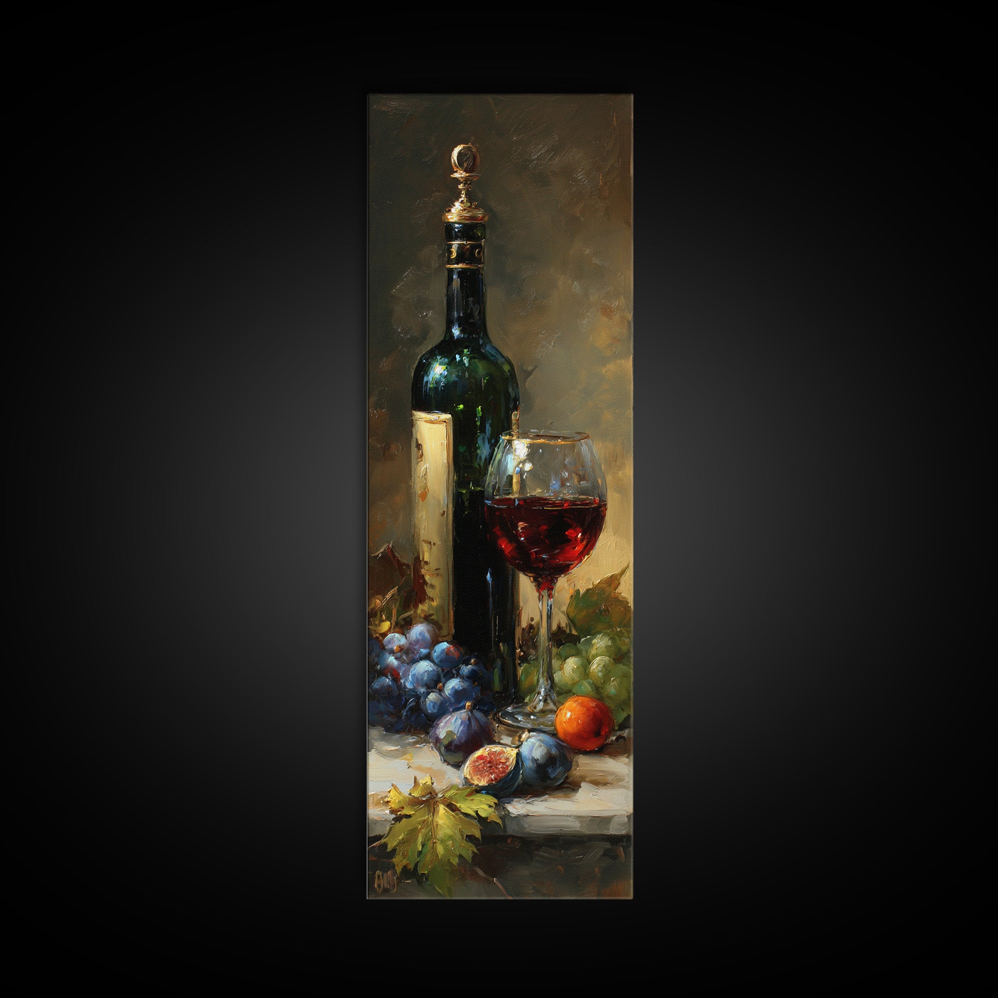 Wine Bottle and Glass Still Life Canvas Print, Winery Art, Contemporary Art, Winery Decor, Fine Art, Vineyard, Kitchen Decor, WIN-1x3-86