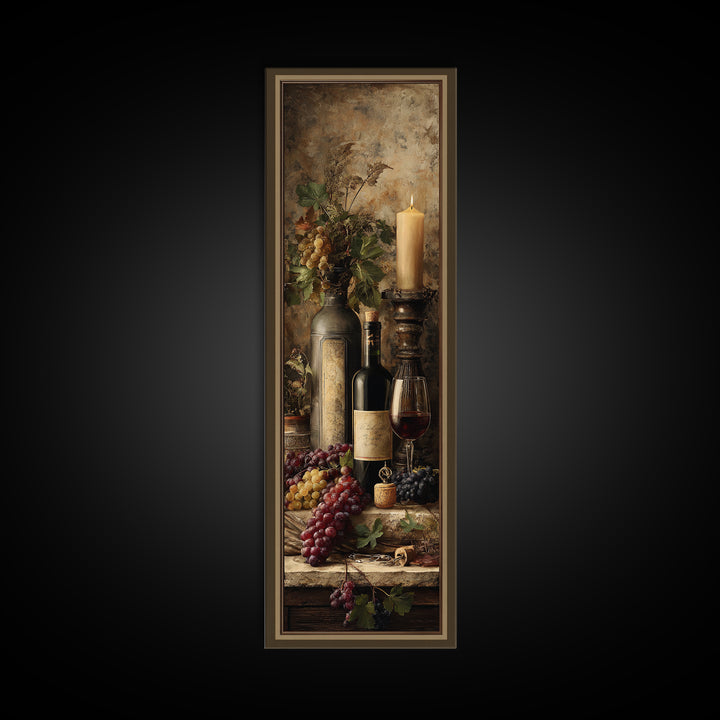 Old Cellar Key and Wine Label Shapes Framed Canvas Print, Winery Art, Landscape Art, Winery Decor, Fine Art, Vineyard, WIN-1x3-96