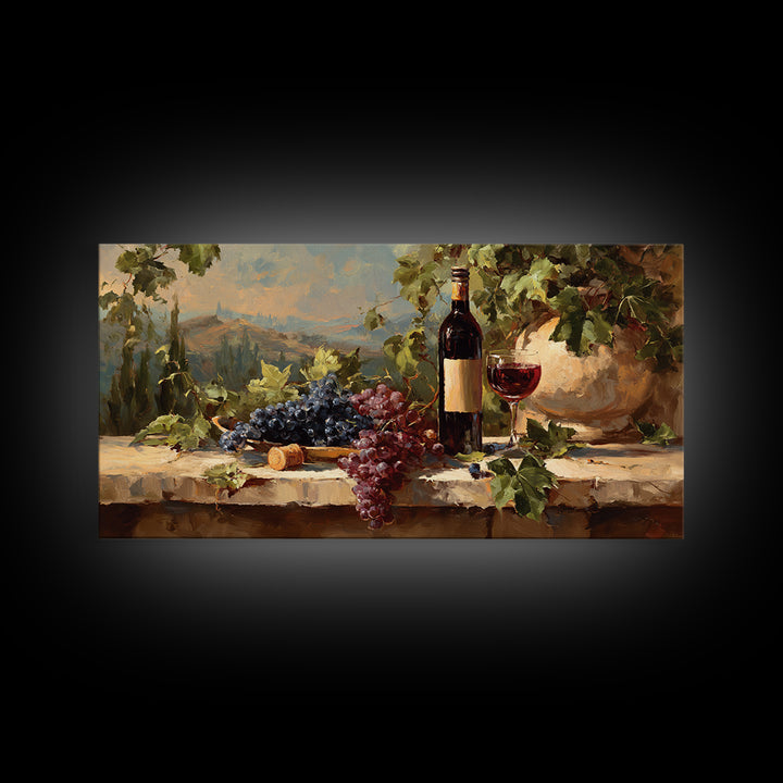 French Vineyard Hills Framed Canvas Print, Winery Art, Preppy Wall Art, Winery Decor, Fine Art, Vineyard, Statement Artwork, WIN-2x1-100