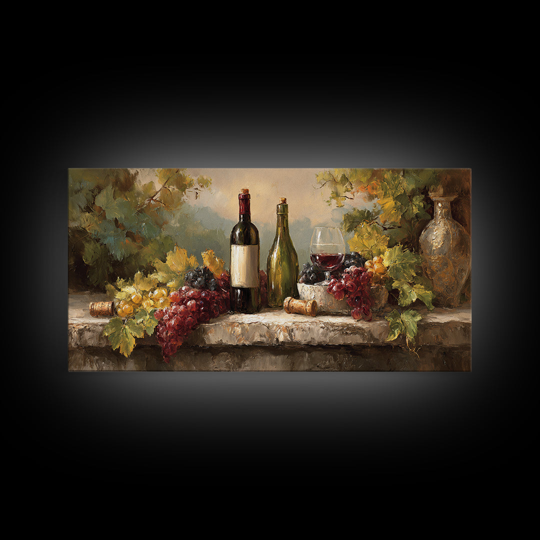 Italian Villa Vineyard Landscape Framed Canvas Print, Winery Art, Fine Art Print, Winery Decor, Fine Art, Vineyard, Wall Decor, WIN-2x1-16