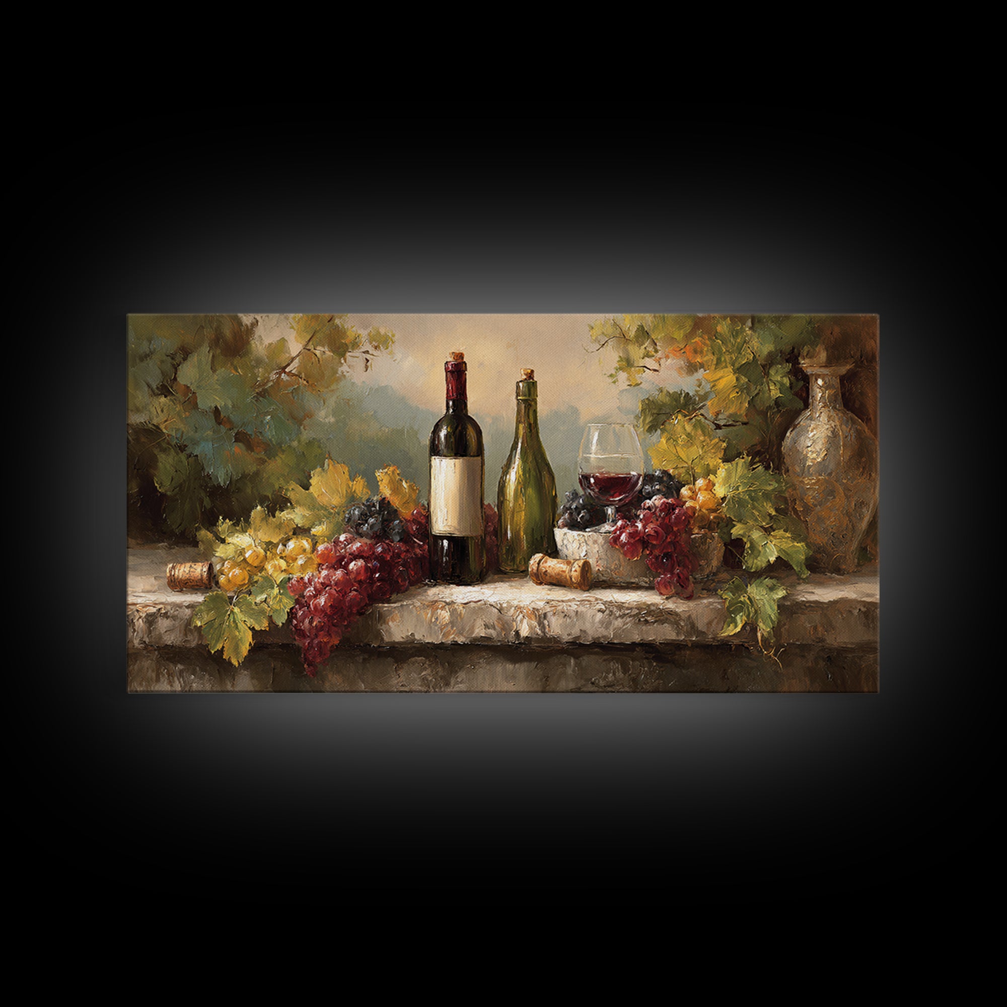 Italian Villa Vineyard Landscape Framed Canvas Print, Winery Art, Fine Art Print, Winery Decor, Fine Art, Vineyard, Wall Decor, WIN-2x1-16