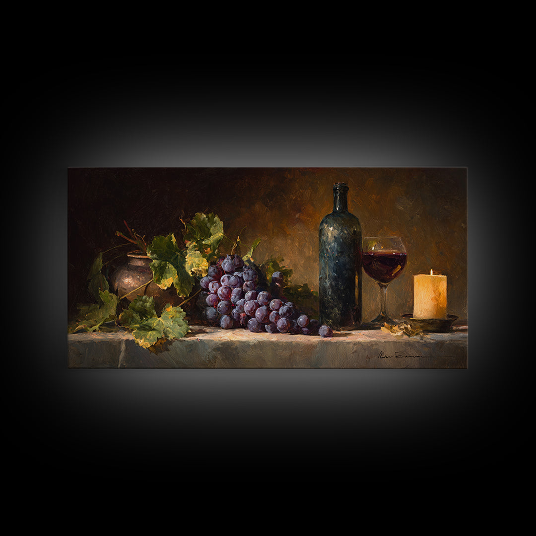Single Grape Cluster Botanical Study Canvas Print, Winery Art, Print, Winery Decor, Fine Art, Vineyard, Wall Art Print, WIN-2x1-17